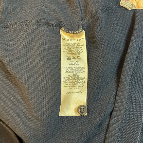 Burberry Brit Blue Nova Check Logo Golf Casual Long Sleeve Polo Shirt‎ Men's XL - Picture 6 of 9